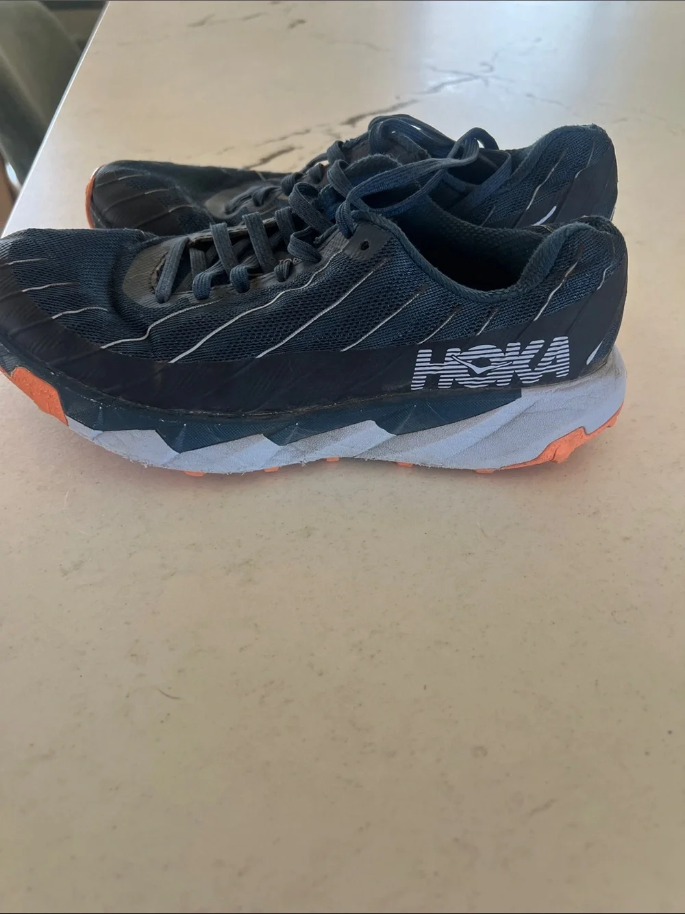 Hoka One Torrent size 8 Navy Mesh Running Shoes with Orange Accents. Amazing!!